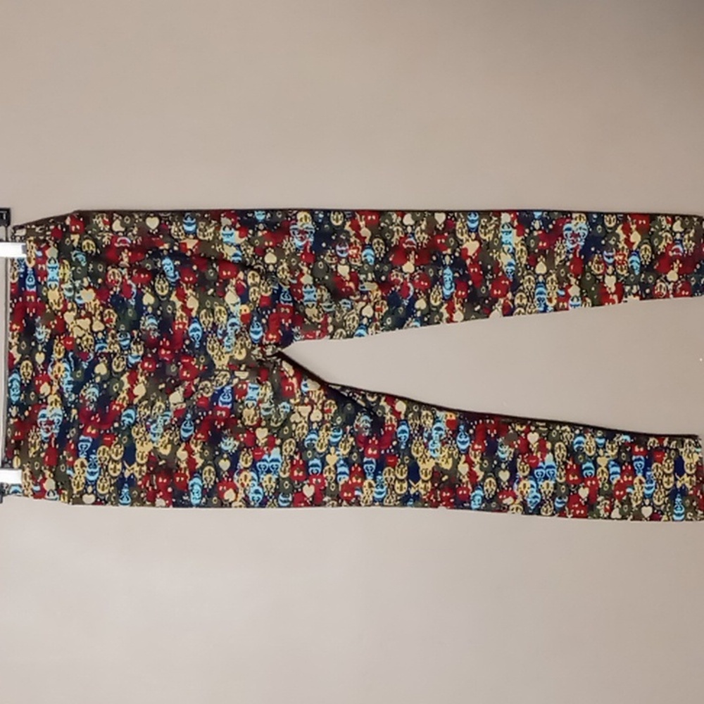 LuLaRoe Dark Blue w Bright Color Patterned Leggings One Size - Picture 2 of 5